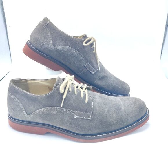 1901 nordstrom Taupe Gray Suede Leather Oxford Shoes Men's Size 10 - Picture 1 of 13